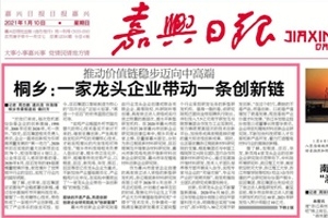 嘉興日?qǐng)?bào)頭版頭條點(diǎn)贊！桐鄉(xiāng)：一家龍頭企業(yè)帶動(dòng)一條創(chuàng)新鏈